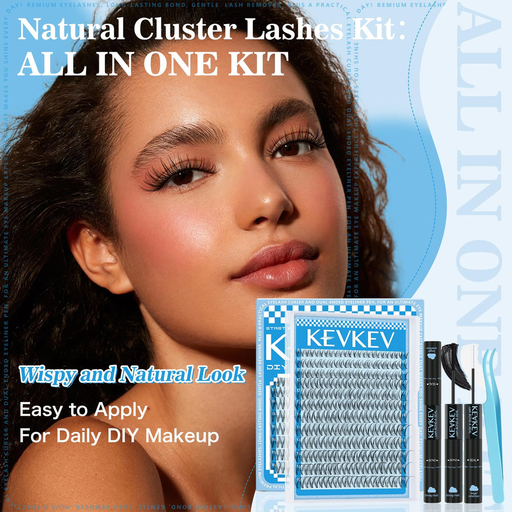 KevKev natural-look extensions blend with real lashes for subtle enhancement.