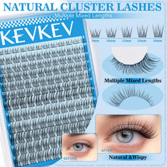 KevKev Wispy Lash Clusters 8-16mm with mixed lengths for seamless eye definition.
