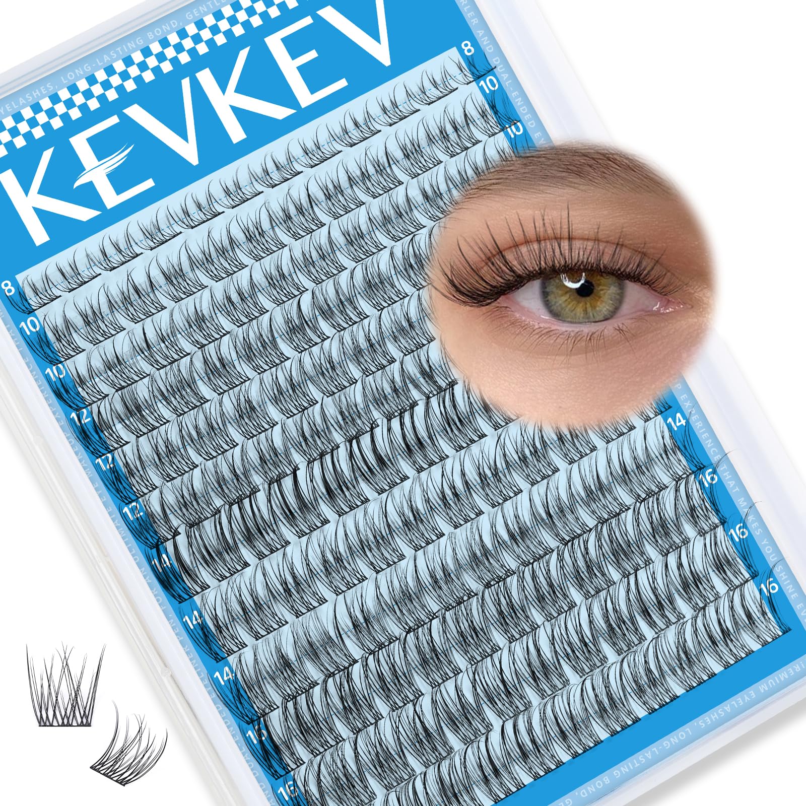 KevKev Wispy Lash Clusters pack with ultra-thin band for natural lash look and comfort.
