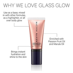 Kevyn Aucoin Glass Glow cheekbone glow with Crystal Clear adds luminous sparkle.