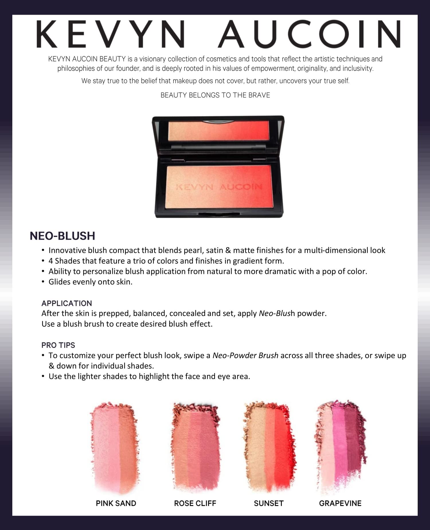 Kevyn Aucoin Neo-Blush Grapevine pearl swatch highlights luminous glow