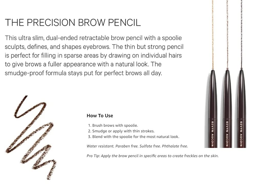 Smooth wax glide from Kevyn Aucoin Brow Pencil for long-wearing color.