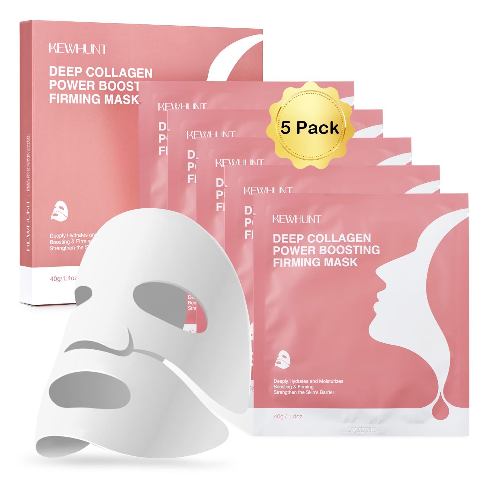 Kewhunt Deep Collagen Mask packaging highlights overnight hydration.