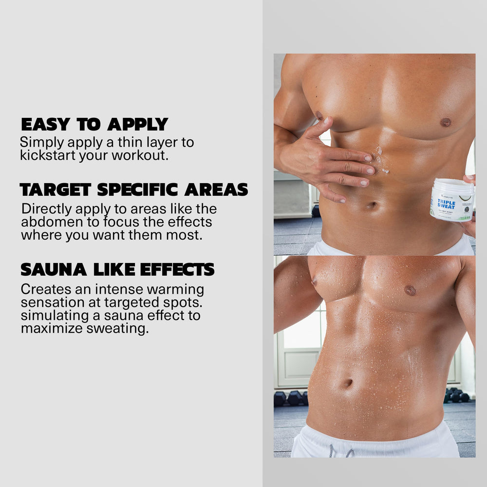 Kewlioo Triple Sweat Cream Coconut sweat-activation with sauna-like sensation during exercise.