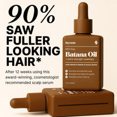 Keyoma Batana Oil rosemary bottle during a scalp massage session.
