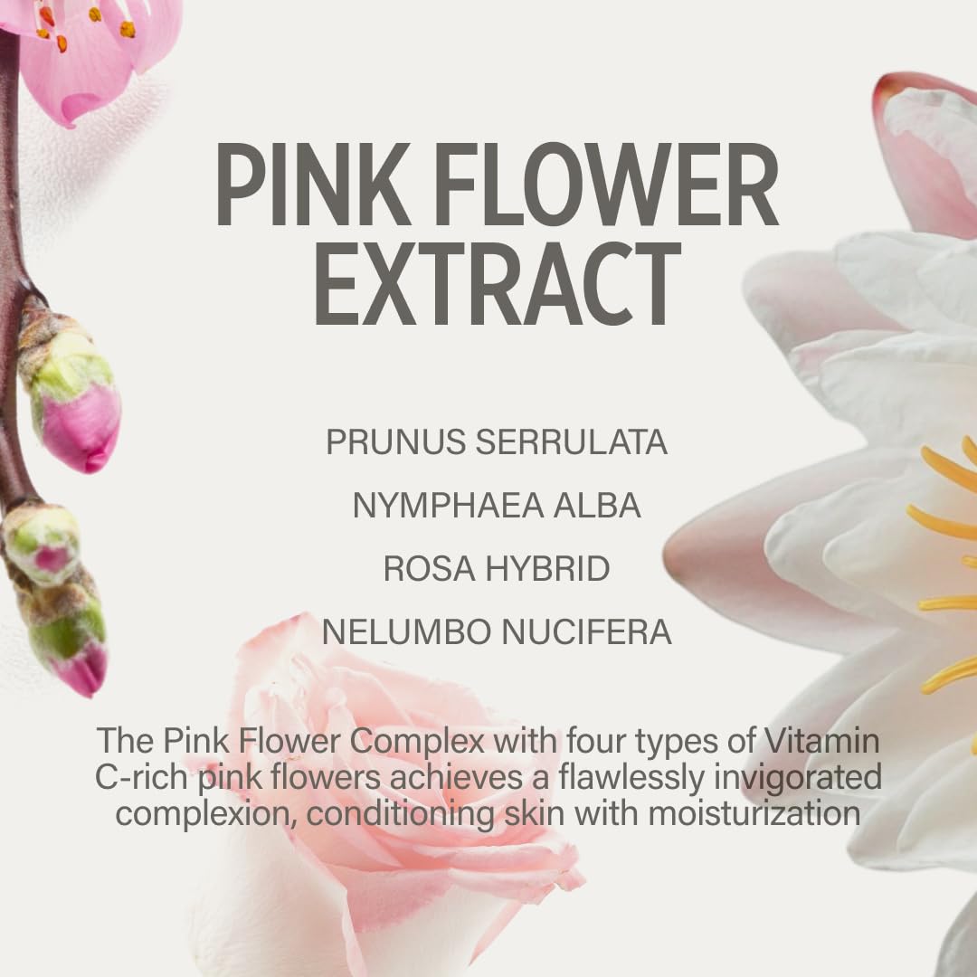 KEYTH Pink Flower Tone Up Primer 03 smooths texture and minimizes visible pores.