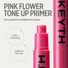 Keyth Pink Flower Tone Up Primer 05 capsule swirl demonstrates a lightweight, skin-friendly texture.