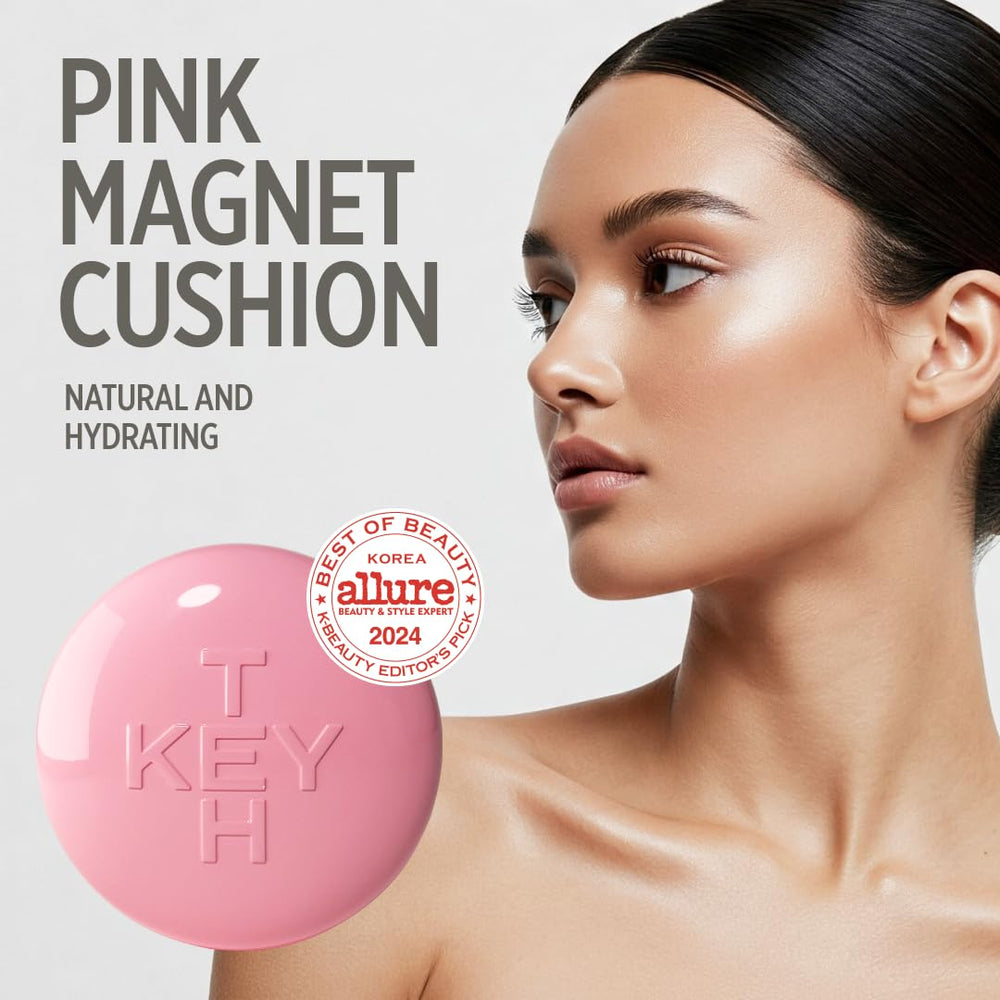 Keyth Pink Magnet Cushion 03 Pure Beige opened compact showing cushion surface for even application