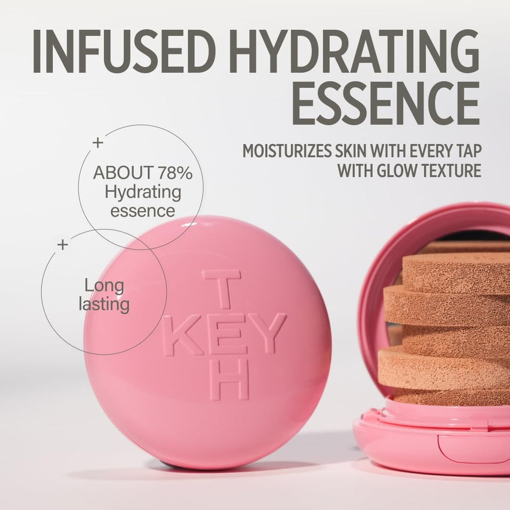 Keyth Pink Magnet Cushion swatch reveals dewy glow and skin-like finish.