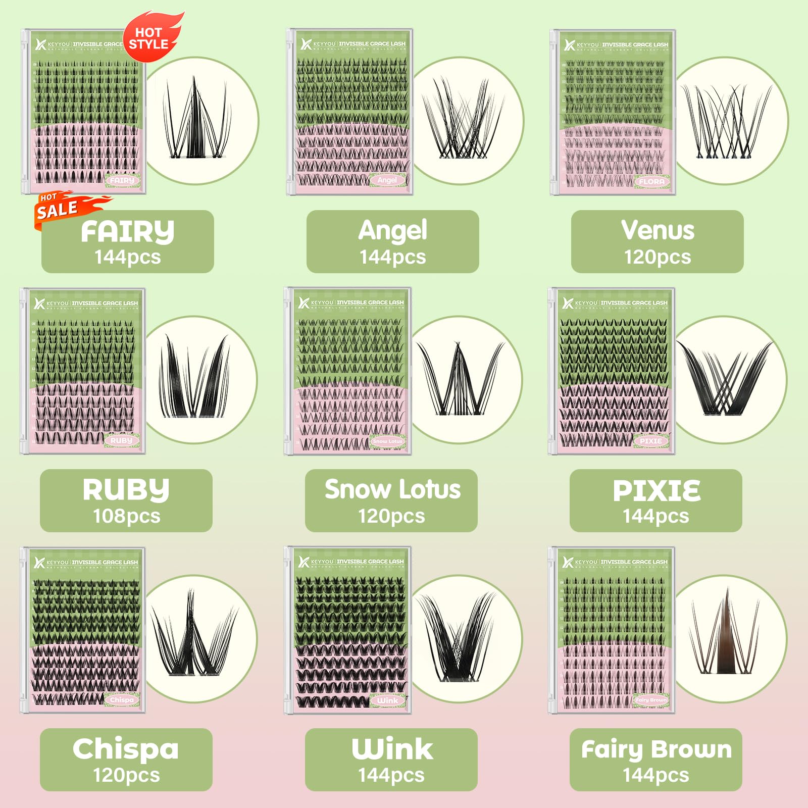 KEYYOU Brush applicator included for easy lash placement.
