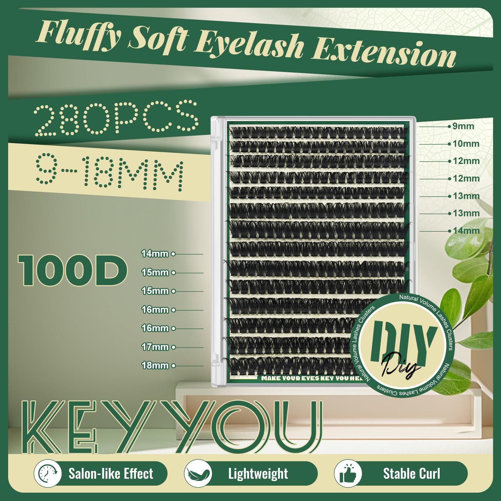 KEYYOU easy-remove clusters simplify daily makeup routines.