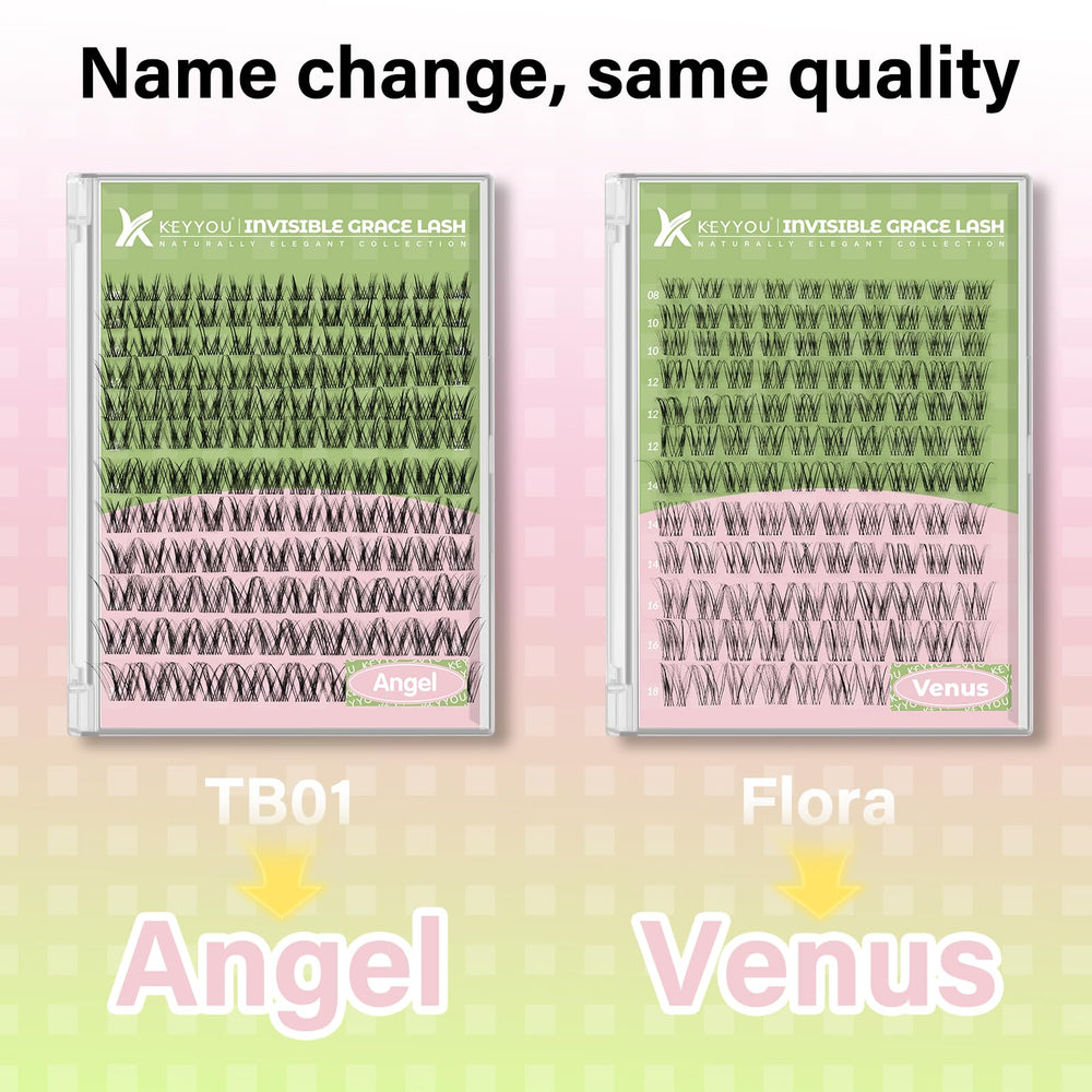 KEYYOU Invisible band lashes for natural blend with wispy look.