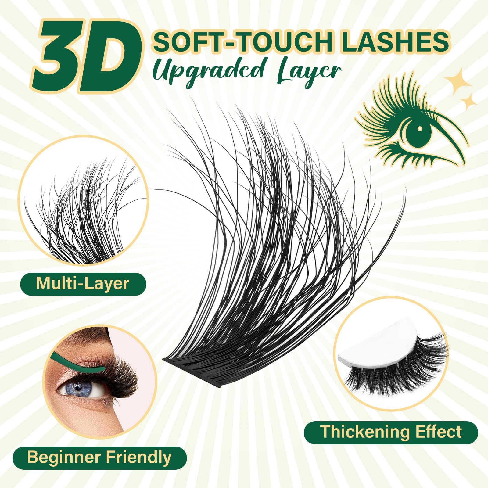 KEYYOU LASH 3D fluffy cluster lashes for natural daily enhancement.