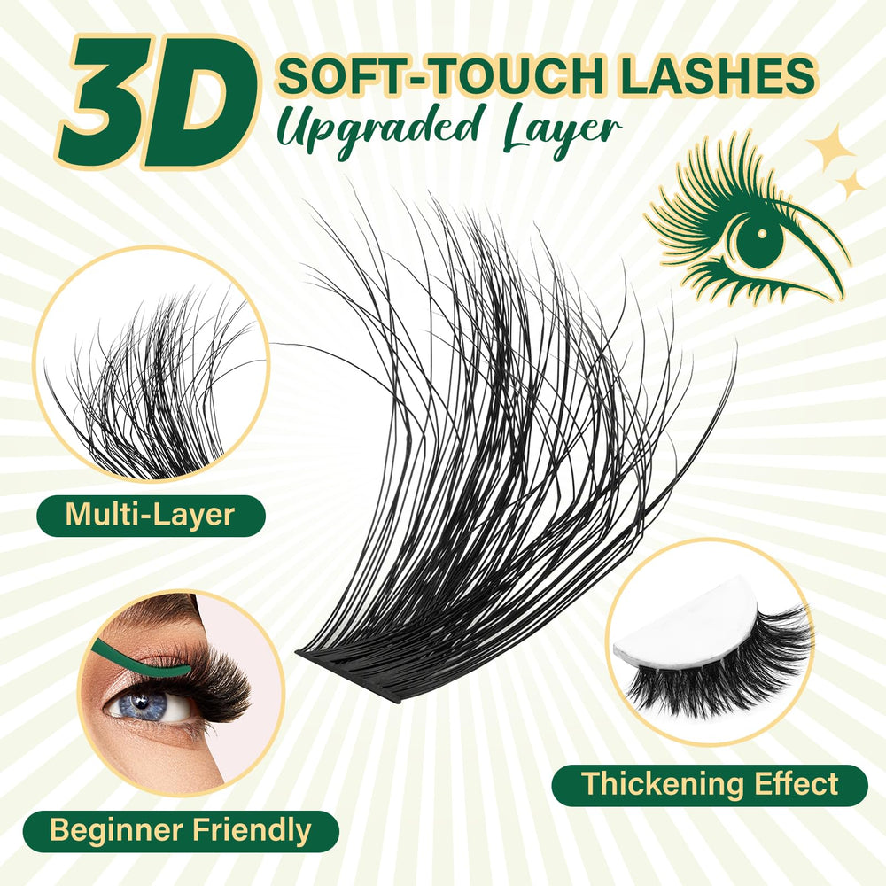 KEYYOU LASH 3D fluffy cluster lashes for natural daily enhancement.