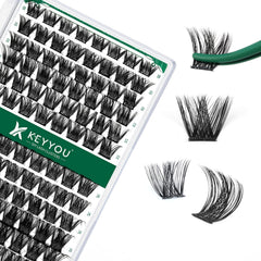 KEYYOU lash clusters 96pcs D curl 10-18mm mix for easy at-home extensions