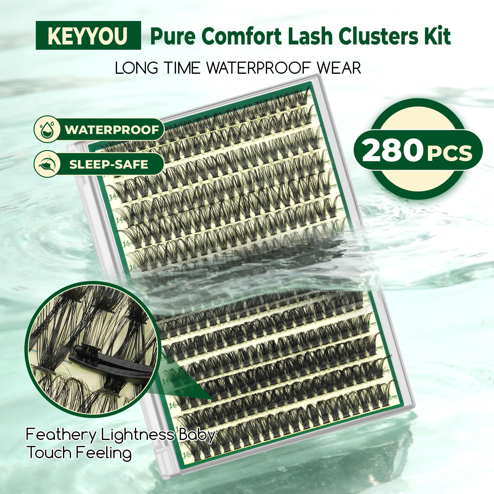 KEYYOU Party-look option with fuller lashes using KEYYOU clusters.