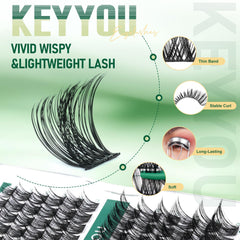 KEYYOU lash clusters upgraded middle tape for easy pickup