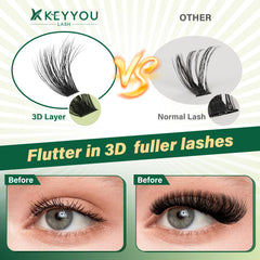 KEYYOU LASH precision tweezers for precise cluster placement.