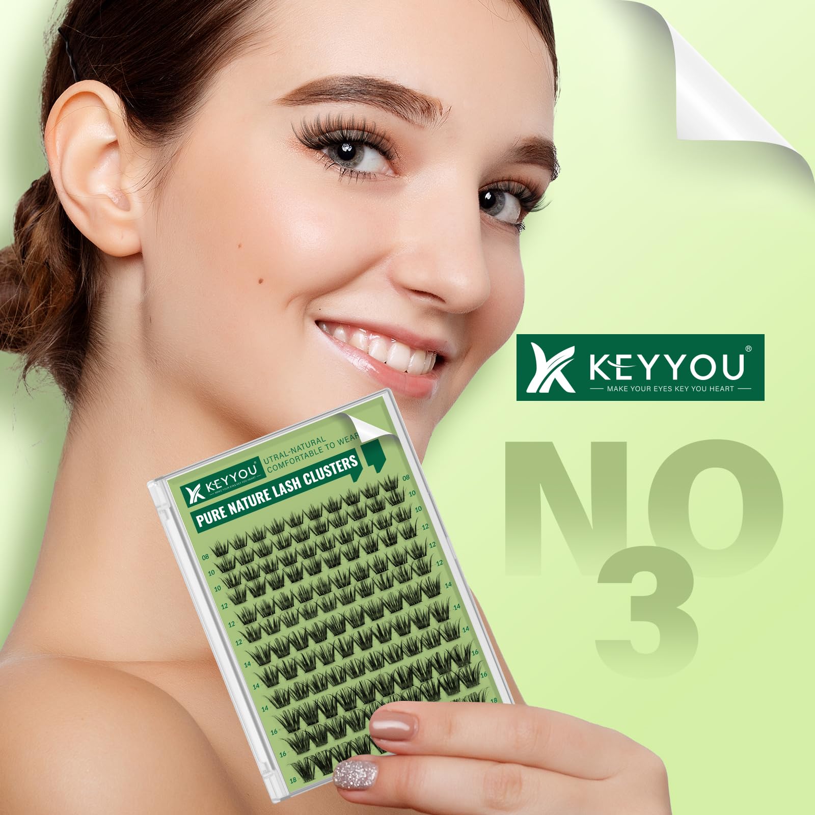 KEYYOU lightweight lashes in wear image convey all-day comfort