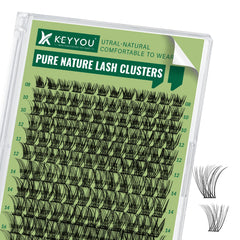 KEYYOU natural lash clusters 144pcs tray showing soft, comfortable lashes for all-day wear
