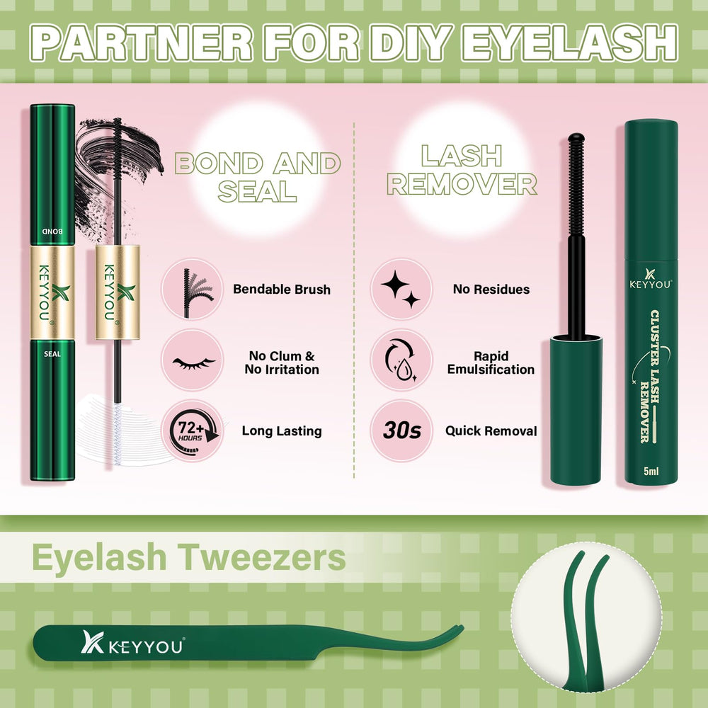 KEYYOU Remover oil for gentle lash cluster removal.