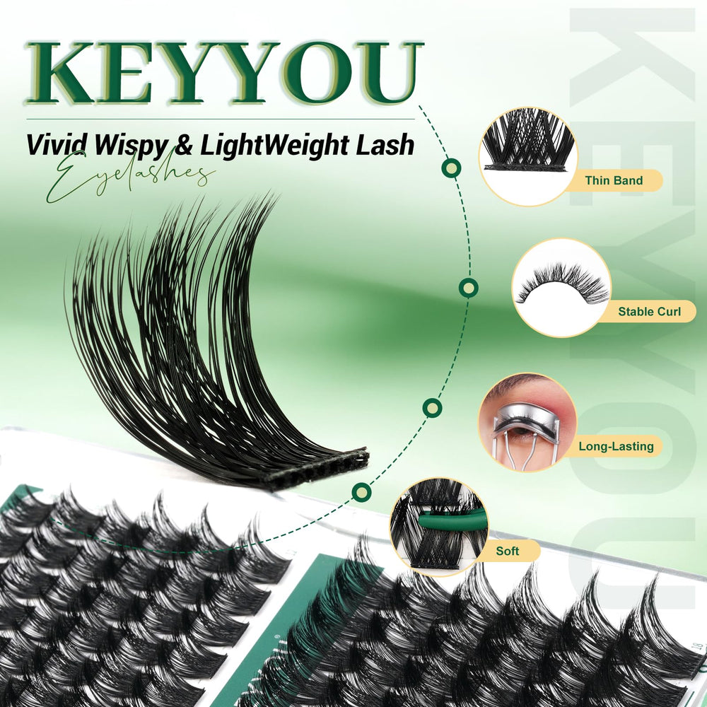 KEYYOU soft-material lash clusters feel light and comfortable to wear