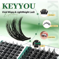 KEYYOU soft-material lash clusters feel light and comfortable to wear