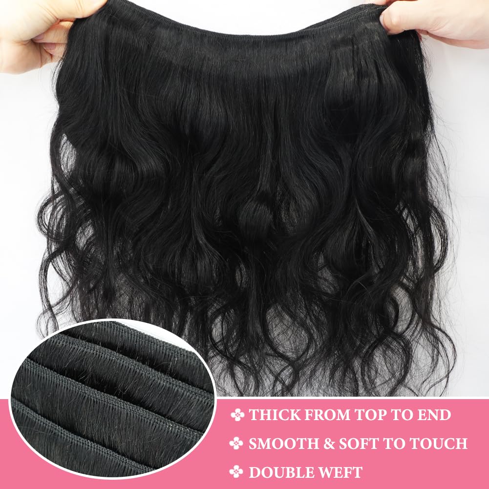 GKGW 14-32 inch body wave weave bundles with closure on mannequin.