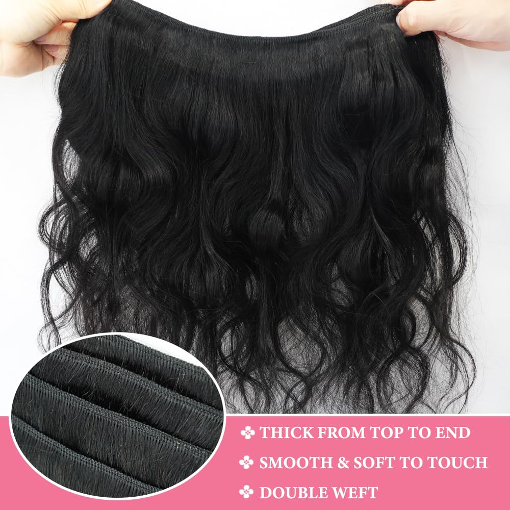 GKGW 14-32 inch body wave weave bundles with closure on mannequin.