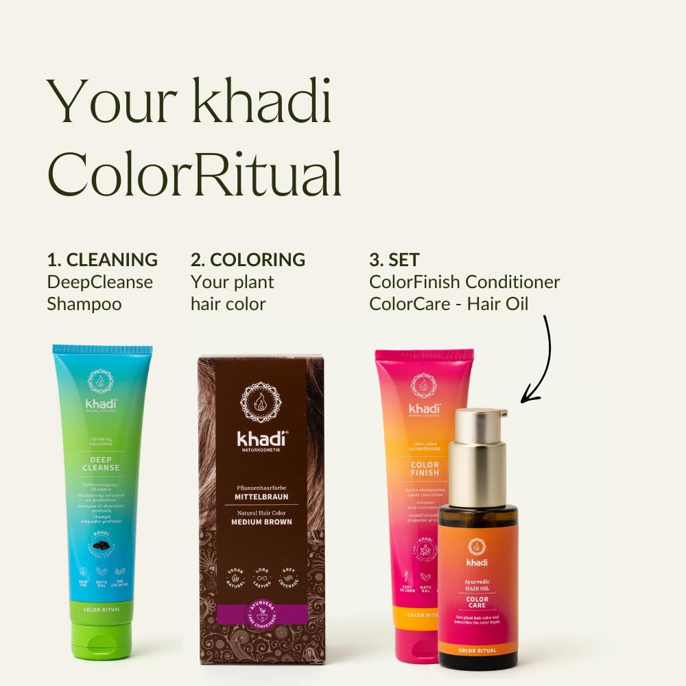KHADI color glaze on hair yields shiny, resilient finish.