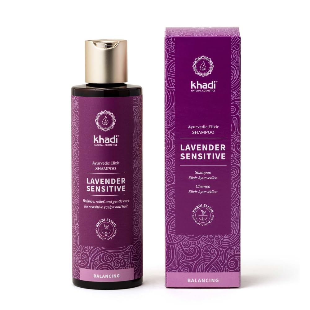 KHADI Lavender Sensitive Shampoo bottle with gentle scalp care for delicate hair