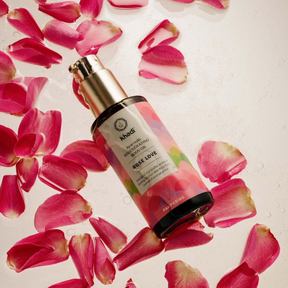 KHADI Rose Love turmeric tones suggesting warming skincare ritual