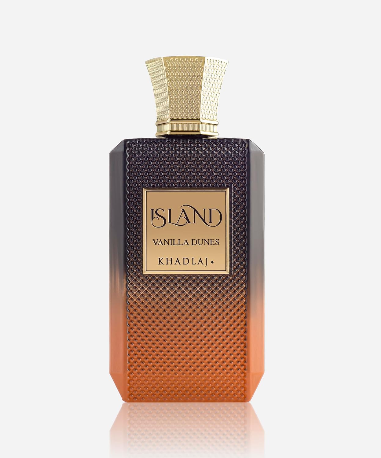 Khadlaj Island Vanilla Dunes bottle back highlights branding and long-lasting appeal potential.