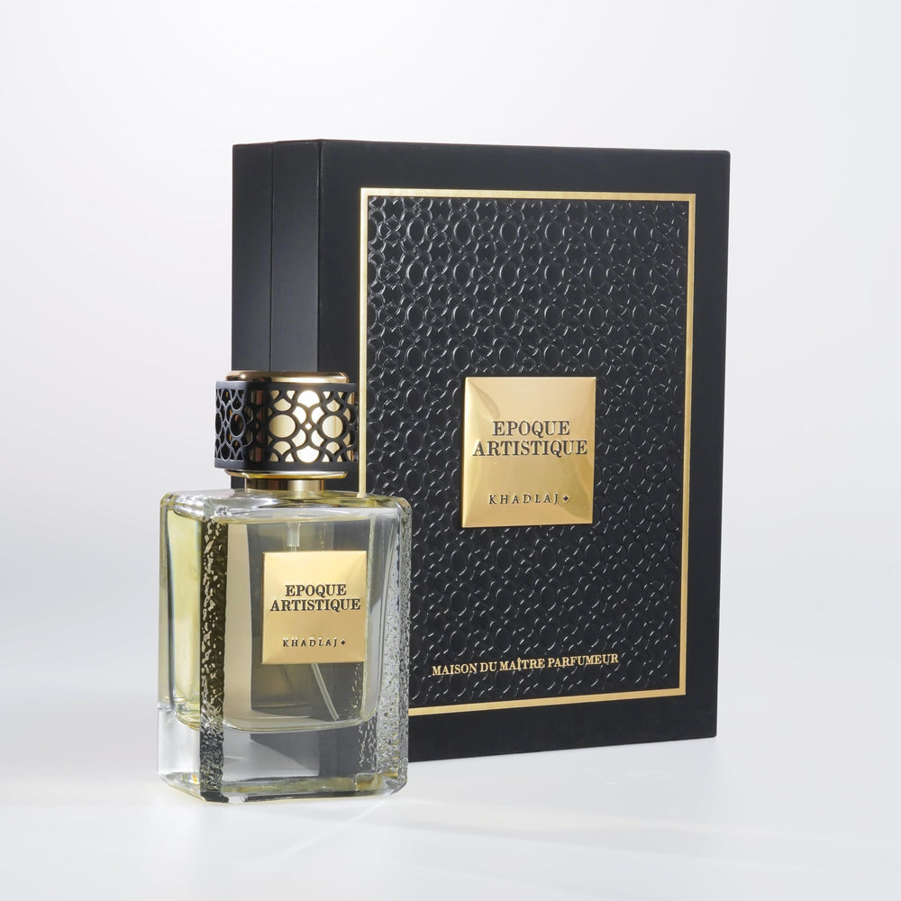 KHADLAJ PERFUMES Maison Epoque Artistique bottle on display, unisex fragrance.