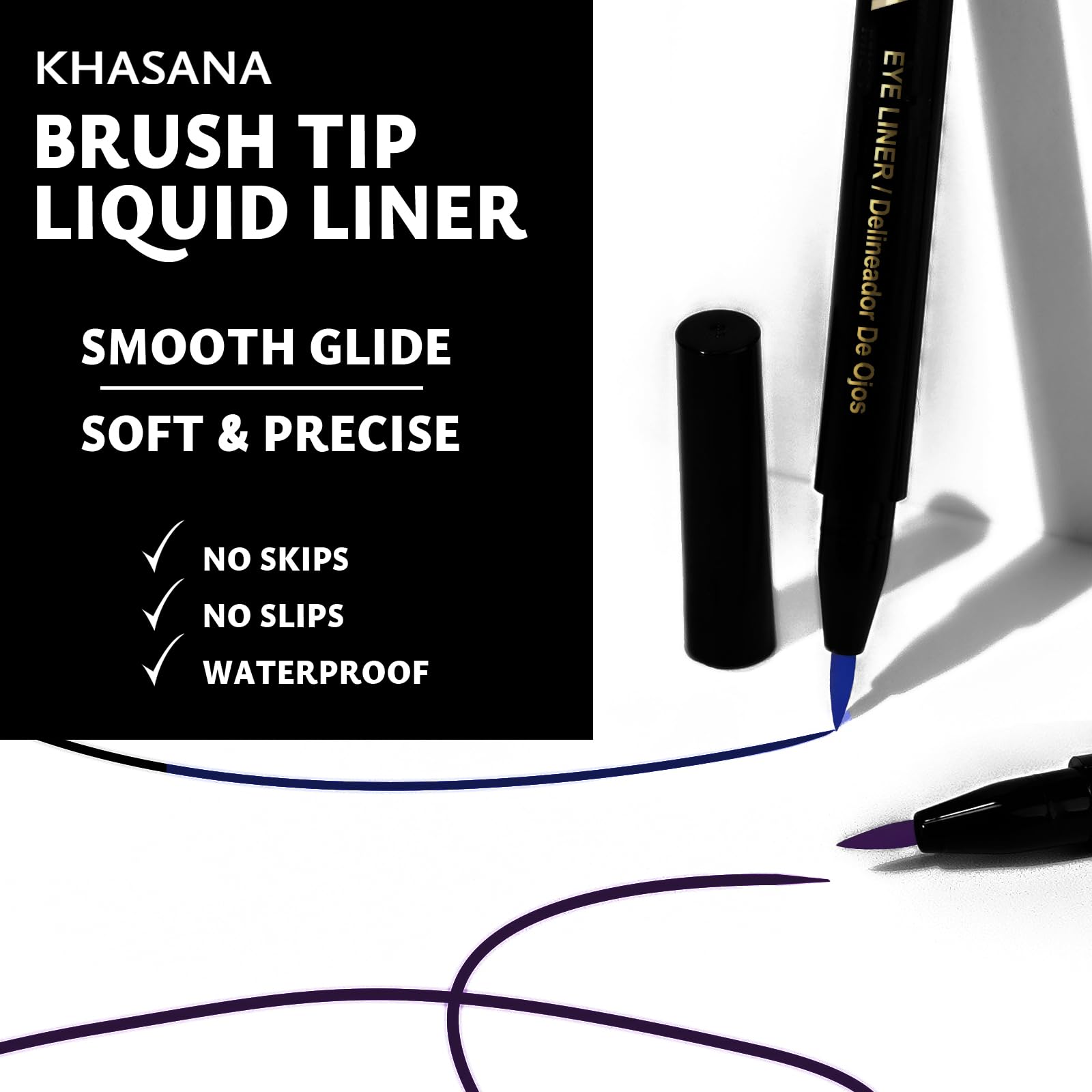 Khasana Liquid Eyeliner 24h stay-all-day definition with bold pigment.