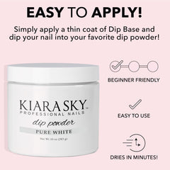 Close-up of Kiara Sky Pure White 10 oz dip powder container for easy refills.