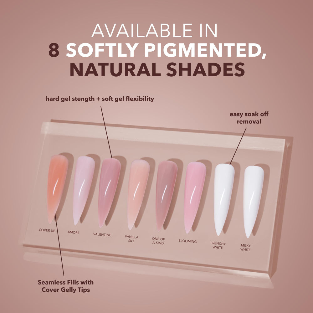 Kiara Sky Amore Builder Gel packaging 0.5 fl oz highlights convenient size for at-home use.