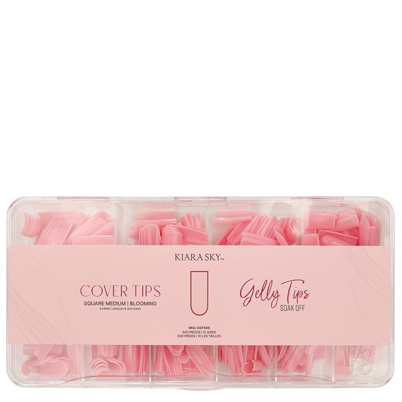 Kiara Sky Blooming square medium cover gelly tips for flawless pink nail extensions