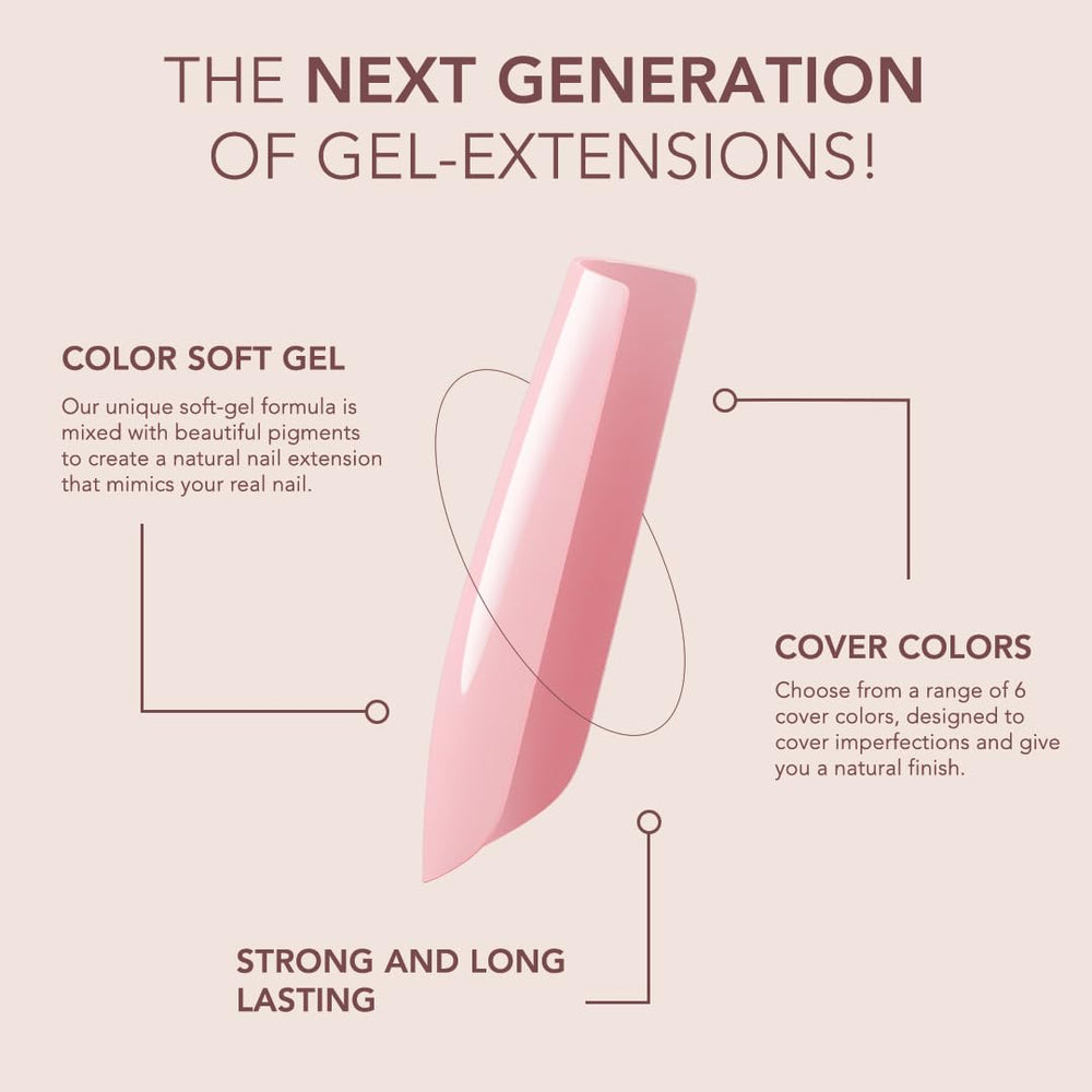 Pre-shaped soft gel extensions for easy soak-off application