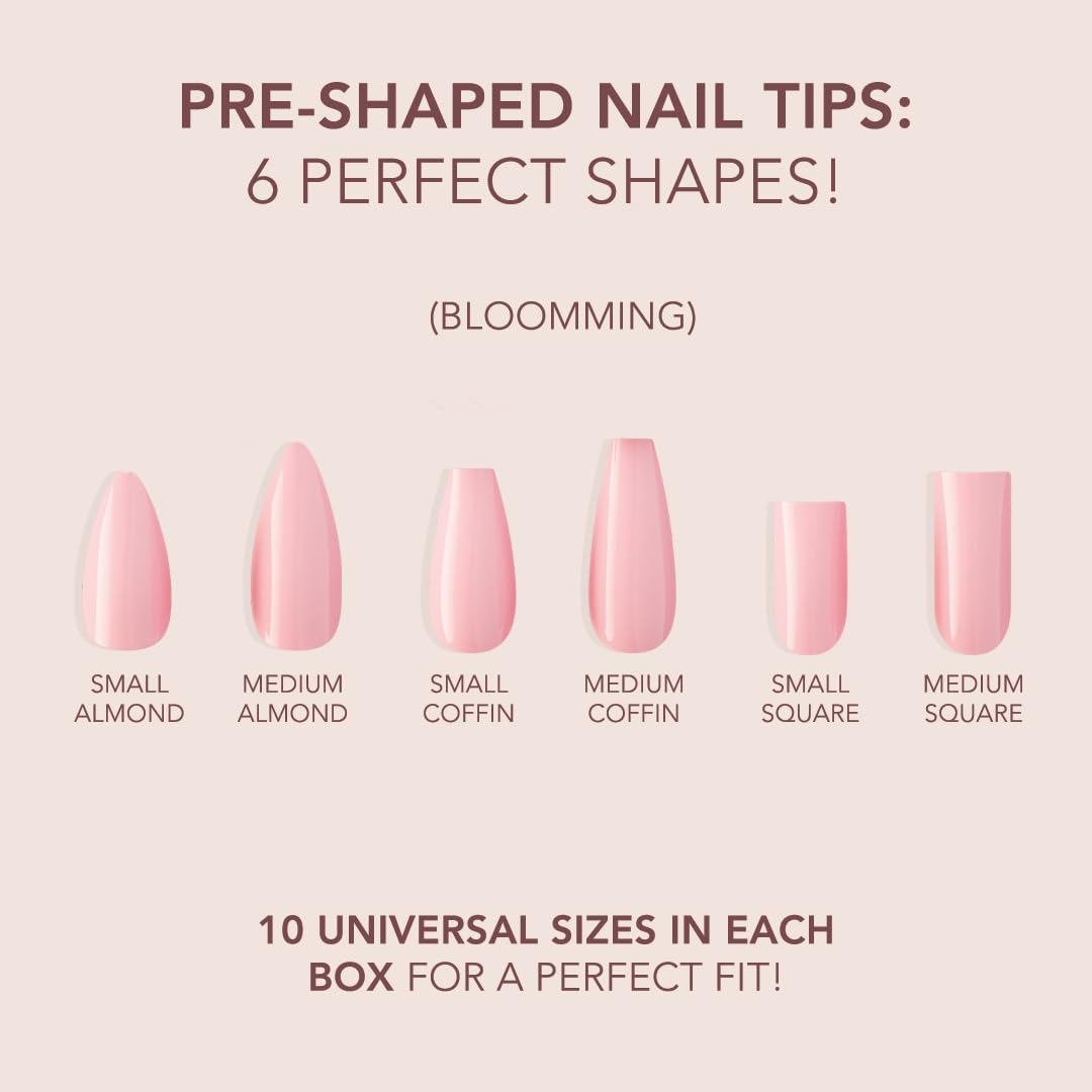 Six distinctive shapes support precise Pink and White French nails