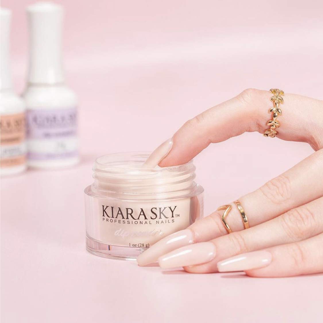 Kiara Sky dip powder swatches suggesting vibrant color options and easy matching