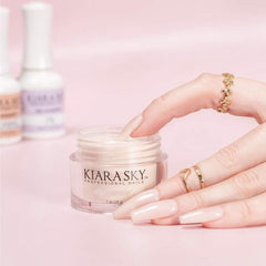 Kiara Sky dip powder swatches suggesting vibrant color options and easy matching