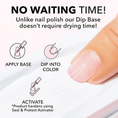 Kiara Sky dip powder swatches on nails show base color.