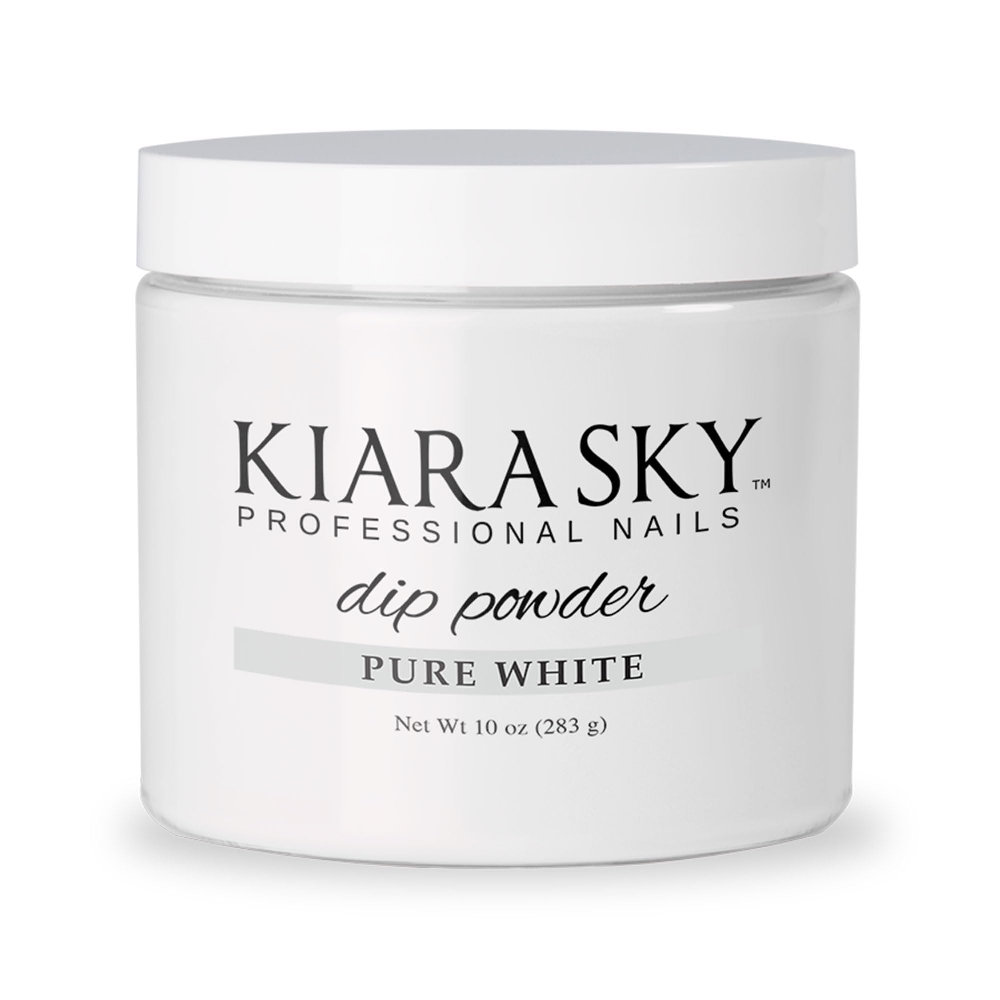 Kiara Sky dip powder Essentials Pure White refill for base color applications.