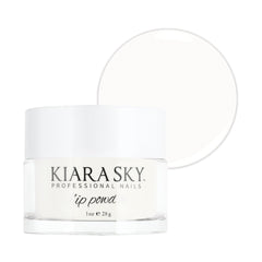 Kiara Sky milky white dip powder swatch for a creamy milk bath mani.