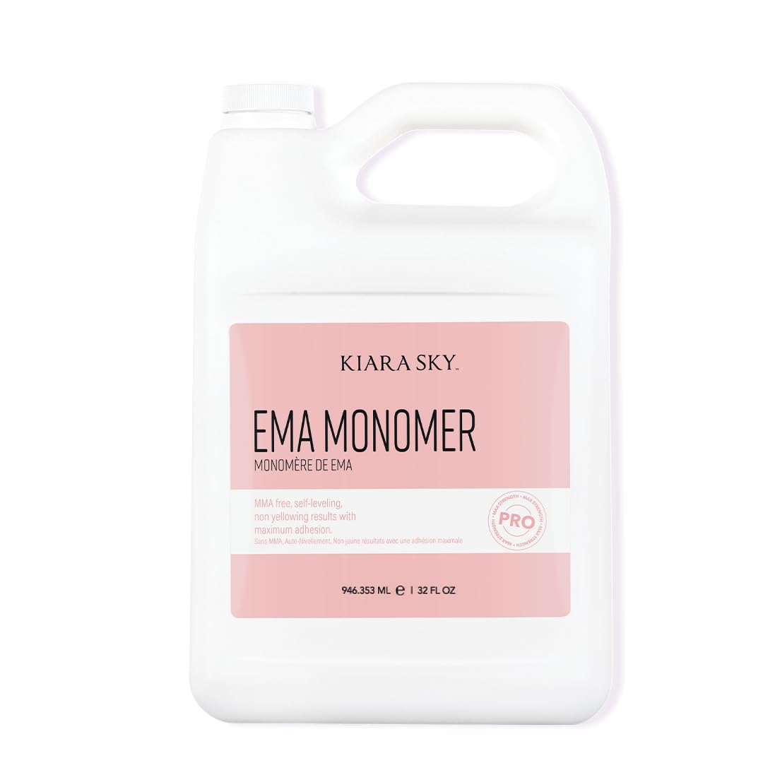 Kiara Sky EMA Monomer self-leveling bottle with smooth flow for flawless acrylics