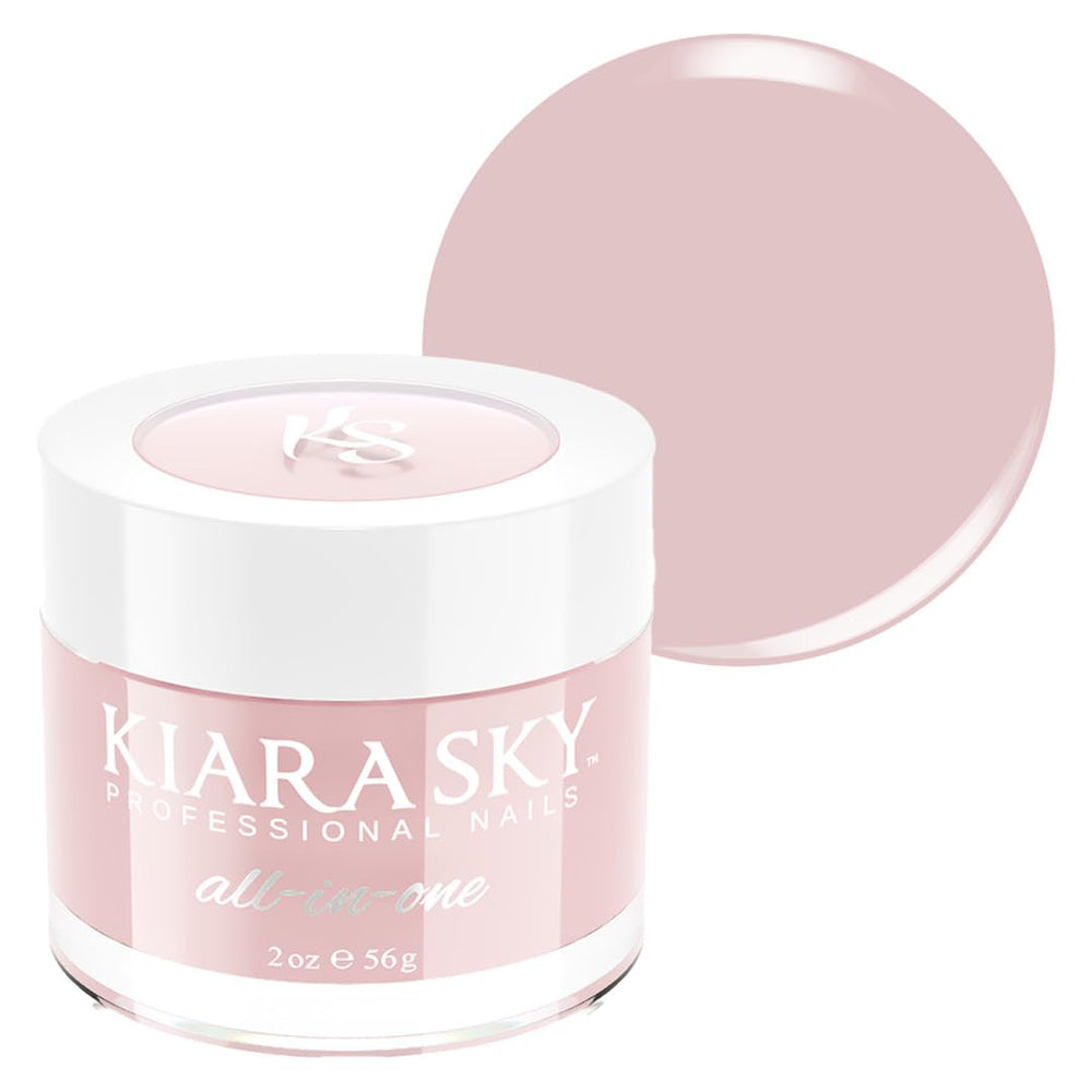 Kiara Sky Fall in Love soft pink powder bottle for romantic, salon-inspired nails.