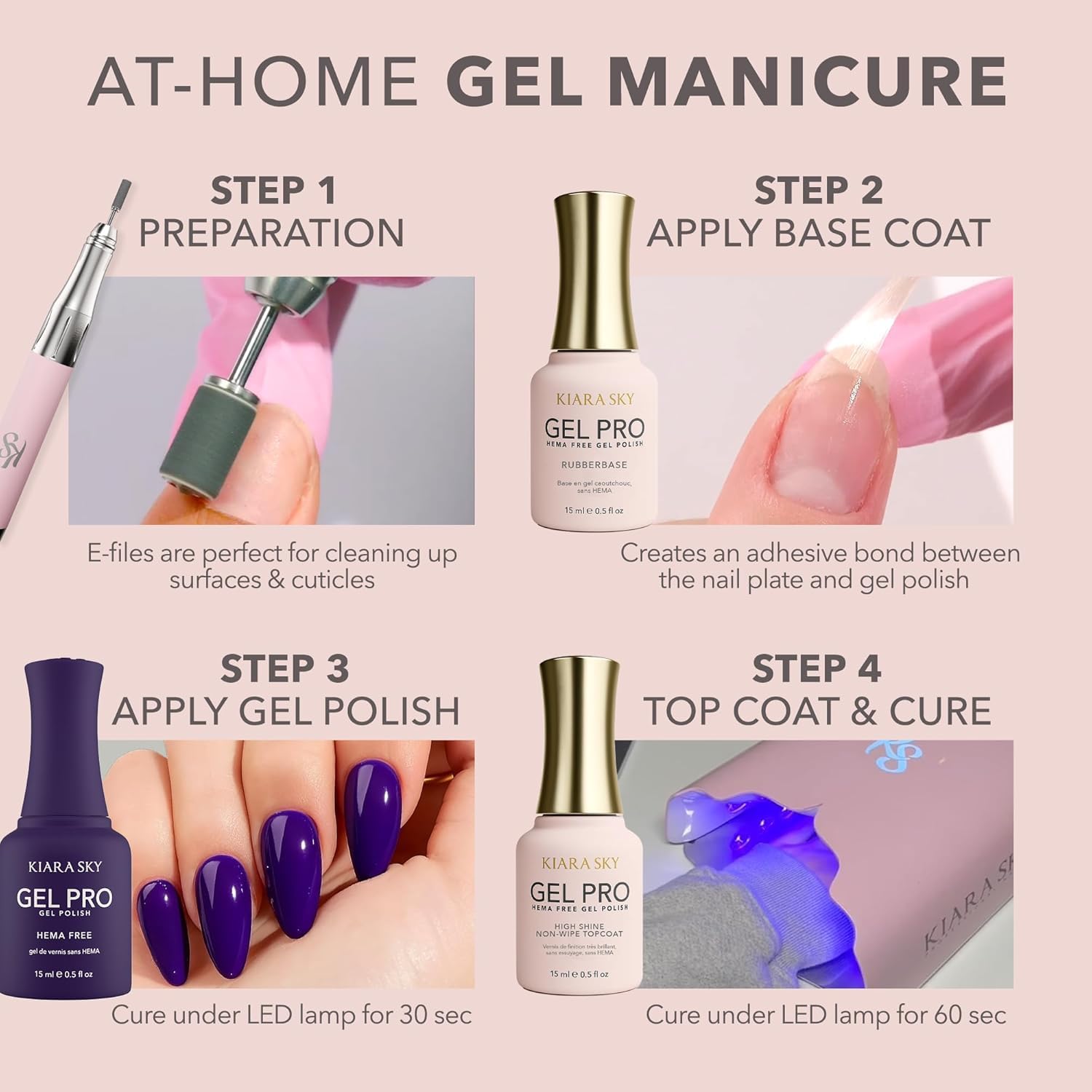 Kiara Sky Gel Pro HEMA-FREE 15 ml bottle stack supports a complete color wardrobe.