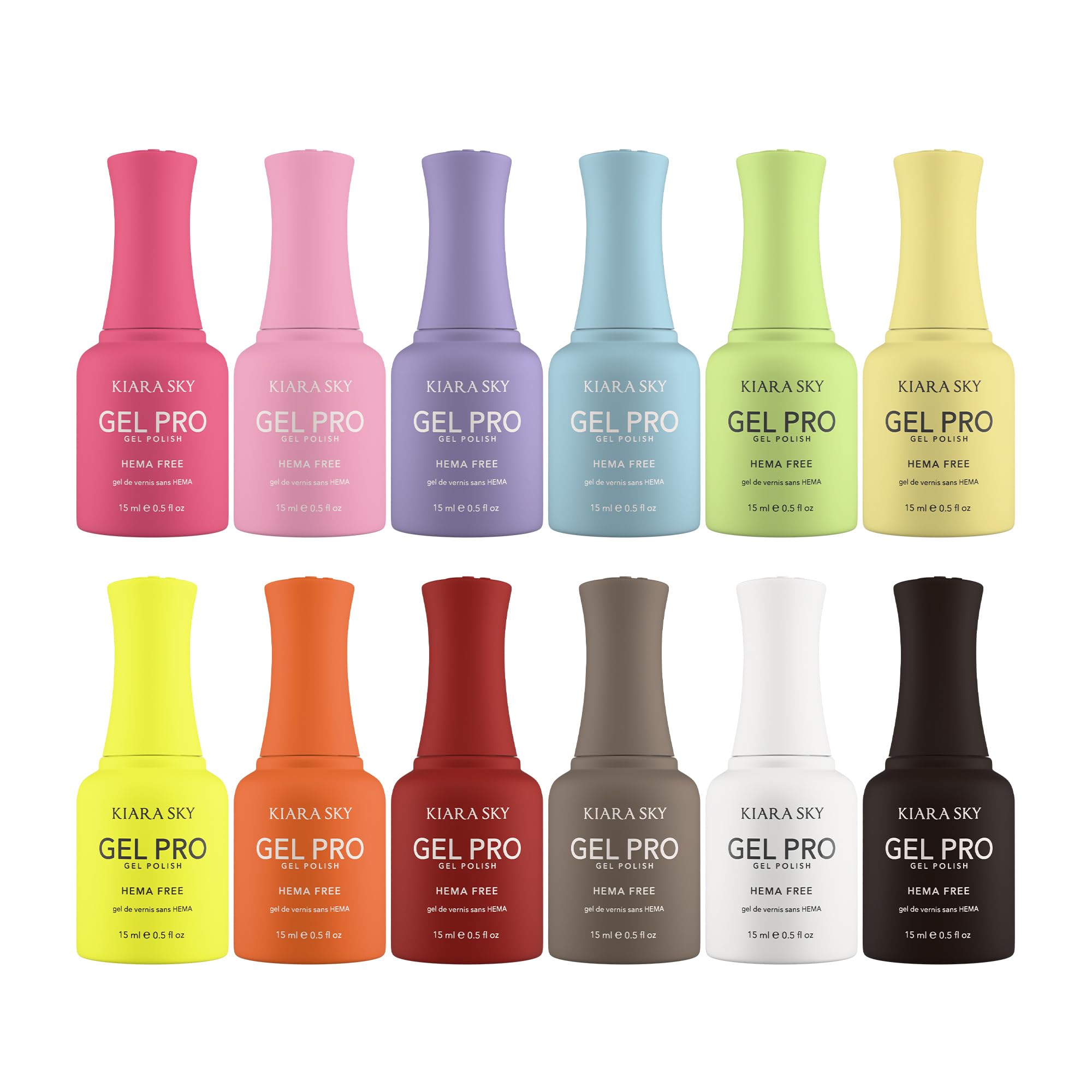 Kiara Sky Gel Pro HEMA-FREE color spectrum swatches showcase vibrant, versatile options for client-ready nails.