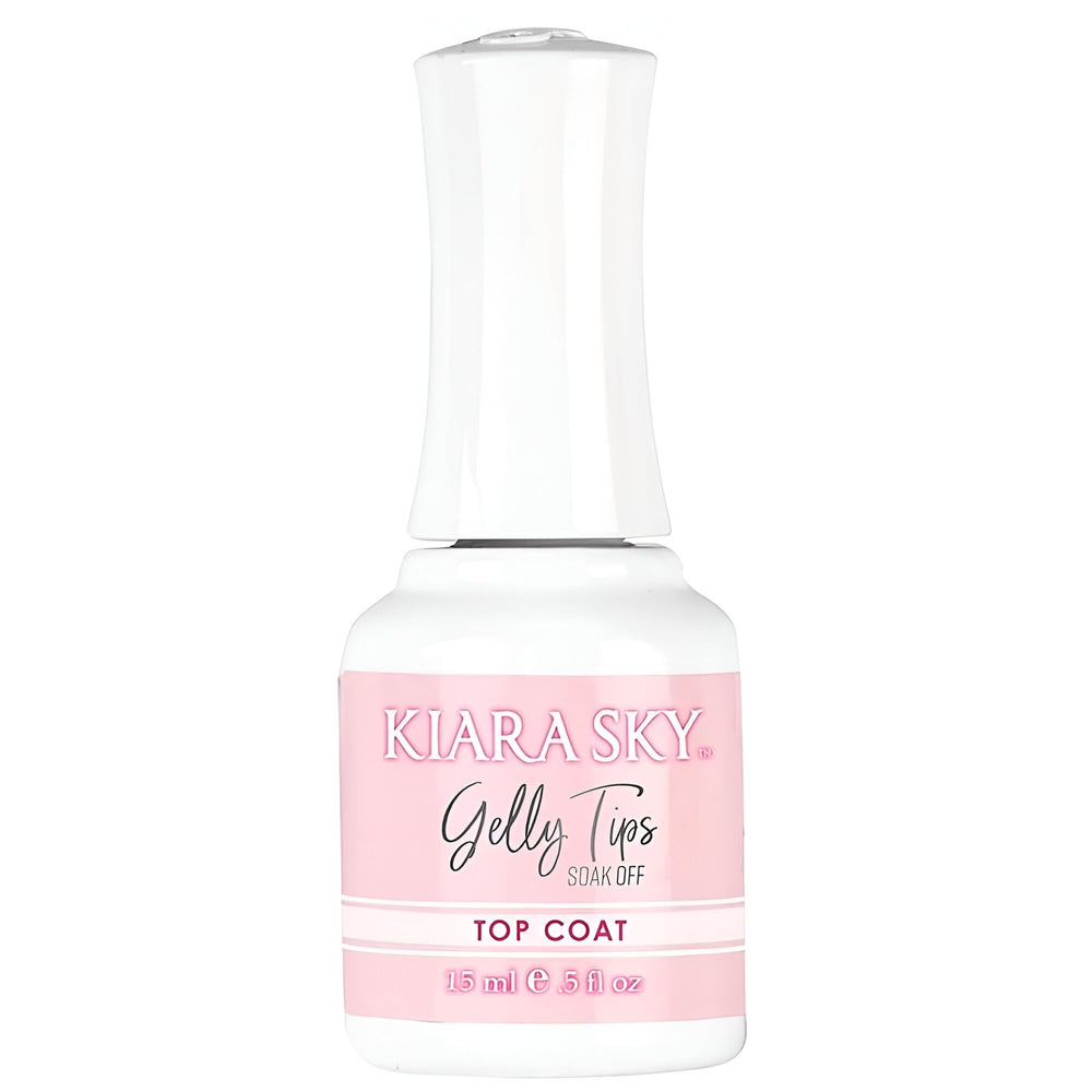 Kiara Sky Gelly Tip Top Coat bottle with a glossy, non-wipe finish.